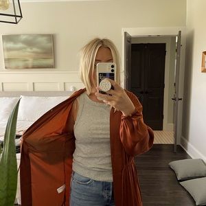 Rust color long kimono